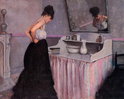 ARTXLXXBN Bekannt Leinwand Drucke Porträts Wandkunst Frau an einem Schminktisch Gustave Caillebotte Leinwand Ölgemälde für Wanddekoration 60x90cm von ARTXLXXBN