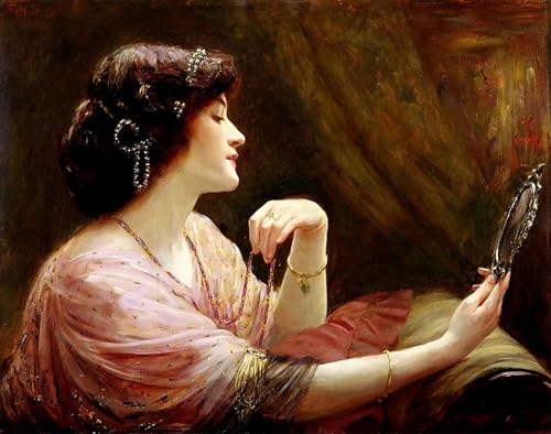 ARTXLXXBN Berühmte Gemälde Gemälde Fotodruck Malerei Poster Der Spiegel Von Frank Markham Skipworth Modem-Grafik für Wohnzimmerdekoration 60x90cm von ARTXLXXBN