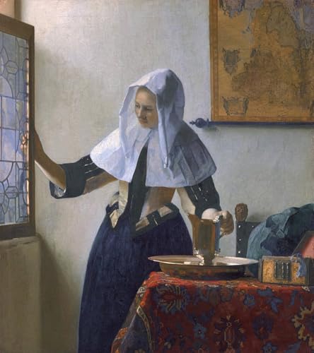 ARTXLXXBN Berühmte Gemälde Gemälde Fotodruck Malerei Poster Junge Frau mit einem Wasserkrug von Jan Vermeer Van Delft Modem-Grafik für Wohnzimmerdekoration 60x90cm von ARTXLXXBN