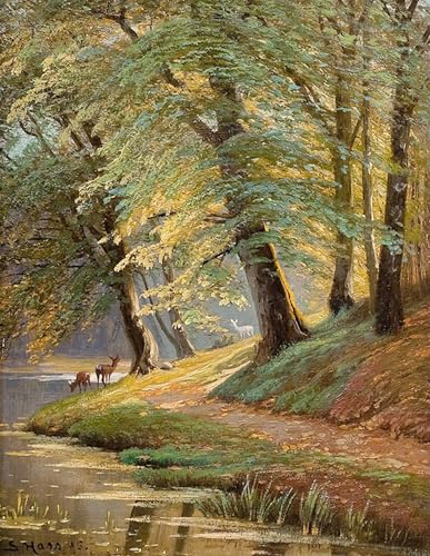 ARTXLXXBN Berühmte Gemälde Gemälde Fotodruck Malerei Poster Rehe von siegfried hass Modem-Grafik für Wohnzimmerdekoration 60x90cm von ARTXLXXBN