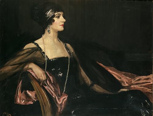 ARTXLXXBN Berühmte Gemälde Leinwand Drucke Porträts Wandkunst eine Dame in Schwarz Porträt von Jean Ainsworth Viscountess Massereene und Ferrard von Lavery für Wanddekoration 60x90cm von ARTXLXXBN