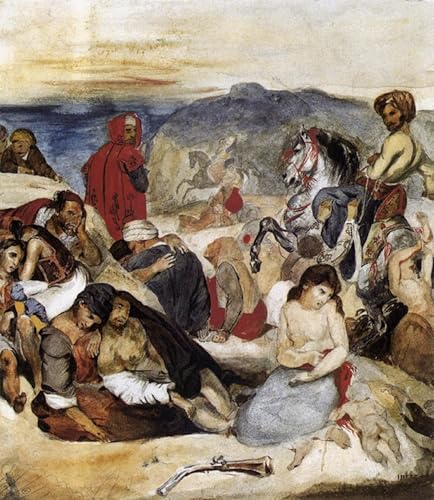 ARTXLXXBN Berühmte Gemälde Mode Leinwand-Malerei Bilder Wandgemälde das Massaker von Chios Eugene Delacroix Poster Wandbilder für Office Home Decor 60x90cm von ARTXLXXBN