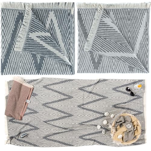 Arty 3er Set Hamamtuch Strandtuch Saunatuch - Badetuch Duschtuch Reisehandtuch Doppellagig 100% Baumwolle Oeko-TEX schnelltrocknend leicht groß Unisex weich 170 x 90 cm (3er Set, 1 Navy, 2 Gray) von ARTY HOME