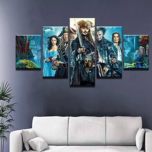 Artzon 5 Panel Wandkunst Leinwand Modulare Bild Hd Fluch Der Karibik Film Malerei Dekoration@ 30X45Cmx2 30X55Cmx2 30X70Cmx1-Ohne Rahmen von ARTZON