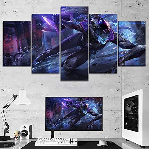 Artzon 5 Panel Wandkunst Leinwand Modulare Bild Hd League of Legends Wayne Bild Hd Dekoration@ 40X60Cmx2 40X80Cmx2 40X100Cmx1-Mit Rahmen von ARTZON