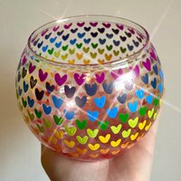 Handbemalter Regenbogen Kerzenhalter | Herzen Handbemaltes Glas Stolz Dekor Pride von ARTbySimoneCherese