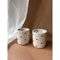 Runder Organizer Mit Roten Herzen | Aufbewahrung Bad Zahnputzbecher Badezimmerablage Schreibtischorganizer Deko Wohndeko Becher von ARTiCELS