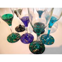 Madeleine Sektglas Champagnerflöte Mit Aufgelegtem Blattgold in Grün Blau Lila Tönen von ARTig