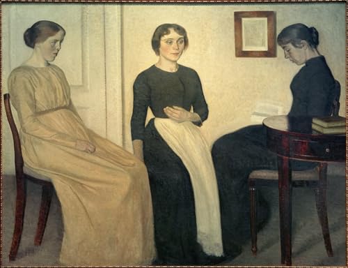 ARToPHIIU Berühmte Gemälde Abstrakte Leinwand Kunst Vintage Wandbild Drei junge Frauen von vilhelm Hammershoi Leinwand Wandbilder für Schlafzimmer Home Decor 60x90cm von ARToPHIIU