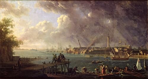 ARToPHIIU Kunstdruck Leinwand Leinwand Wand Kunst Malerei Wandkunst Blick auf den Hafen von Lorient von Jean Francois Hue Grafti Leinwanddruck für Wanddekoration 60x90cm von ARToPHIIU