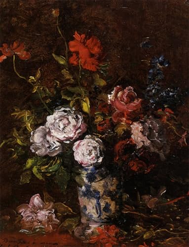 ARToPHIIU Kunstdruck Leinwand Leinwand Wand Kunst Malerei Wandkunst Blumenstillleben in einer Weißen porzellanvase von karl pierre daubigny Grafti Leinwanddruck für Wanddekoration 60x90cm von ARToPHIIU