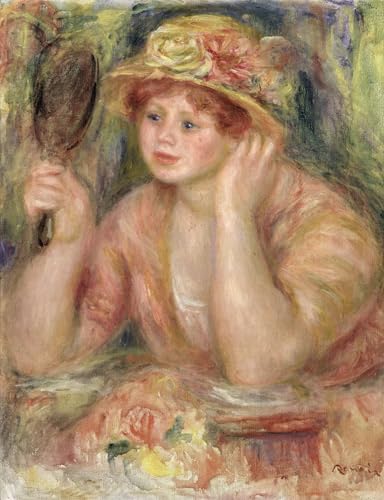 ARToPHIIU Kunstdruck Leinwand Leinwand Wand Kunst Malerei Wandkunst Frau mit spiegel von pierre auguste renoir Grafti Leinwanddruck für Wanddekoration 60x90cm von ARToPHIIU