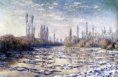 ARToPHIIU Kunstdruck Leinwand Leinwand Wand Kunst Malerei Wandkunst Schwimmendes eis in der nähe von vetheuil von claude monet Grafti Leinwanddruck für Wanddekoration 60x90cm von ARToPHIIU