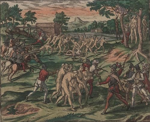 ARToPHIIU Kunstdruck Leinwand Leinwand Wand Kunst Malerei Wandkunst Sklaven versuchen ihre spanischen Besitzer zu überwinden von Theodore De Bry Grafti Leinwanddruck für Wanddekoration 60x90cm von ARToPHIIU