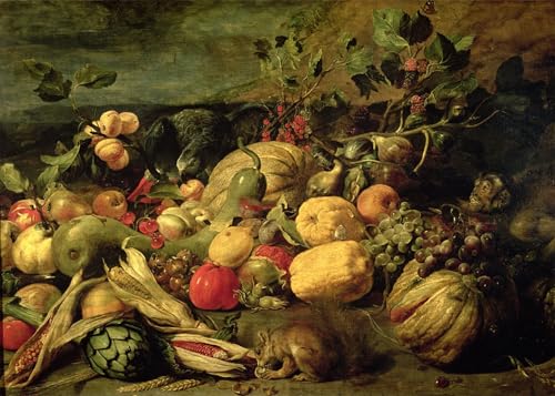 ARToPHIIU Kunstdruck Leinwand Leinwand Wand Kunst Malerei Wandkunst Stillleben mit Obst und Gemüse von Frans Snyders oder Snijders Grafti Leinwanddruck für Wanddekoration 60x90cm von ARToPHIIU