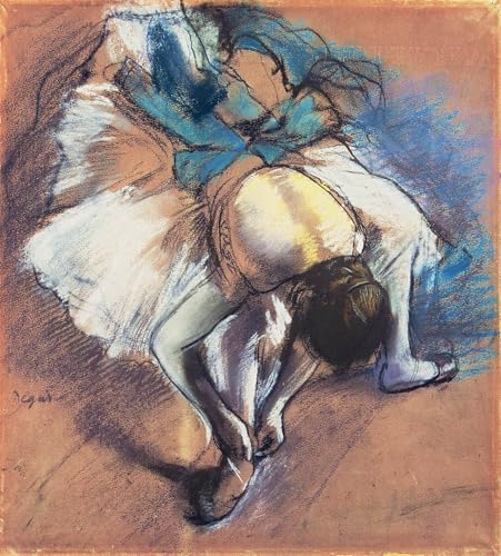 ARToPHIIU Kunstdruck Leinwand Leinwand Wand Kunst Malerei Wandkunst Tänzerin, die ihre Pumpe Befestigt von edgar degas Grafti Leinwanddruck für Wanddekoration 60x90cm von ARToPHIIU