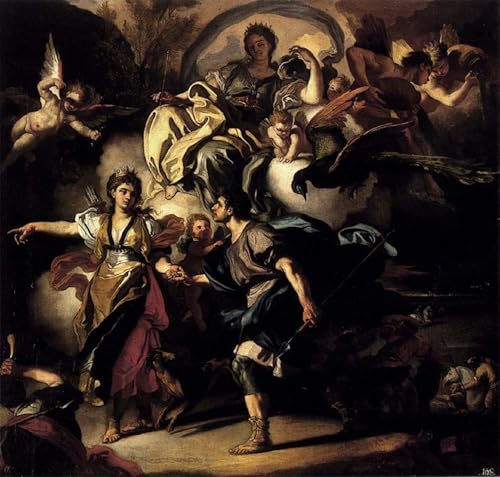 ARToPHIIU Kunstdruck Leinwand Leinwand Wand Kunst Malerei Wandkunst die königliche Jagd von Dido und Aeneas Francesco Solimena Grafti Leinwanddruck für Wanddekoration 60x90cm von ARToPHIIU