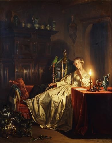 ARToPHIIU Kunstdruck Leinwand Leinwand Wand Kunst Malerei Wandkunst ein von Kerzen beleuchtetes Interieur mit einer an einem Tisch sitzenden Dame von Petrus Van Schendel für Wanddekoration 60x90cm ARToPHIIU Kunstdruck Leinwand Leinwand Wand Kunst Malerei Wandkunst ein von Kerzen beleuchtetes Interieur mit einer an einem Tisch sitzenden Dame von Petrus Van Schendel für Wanddekoration 60x90cm von ARToPHIIU
