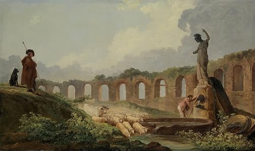 ARToPHIIU Modern Wandbilder Poster Wandbilder Leinwand Bilder Druck Aquädukt in Trümmern von Hubert Robert Leinwand Ölgemälde für Office Home Decor 60x90cm von ARToPHIIU