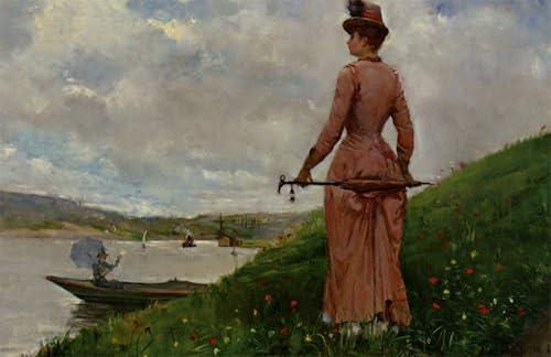 ARToPHIIU Vintage Leinwand Wandkunst Wandbilder Drucke Poster Grafti Leinwanddruck Promenade sur le bord de l'oise von paul charles chocarne-moreau für Wohnzimmerdekoration 60x90cm ARToPHIIU Vintage Leinwand Wandkunst Wandbilder Drucke Poster Grafti Leinwanddruck Promenade sur le bord de l'oise von paul charles chocarne-moreau für Wohnzimmerdekoration 60x90cm von ARToPHIIU