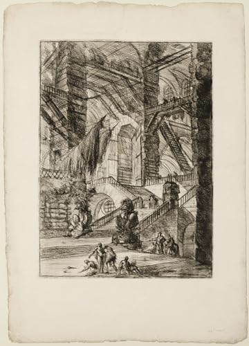 ARToPHIIU Wandkunst Dekorative Gemalde Kunst Poster Leinwanddruck Malerei Die treppe mit trophäenplatte aus imaginären Gefängnissen von battista piranesi Leinwand Druck für Heimtextilien 60x90cm von ARToPHIIU