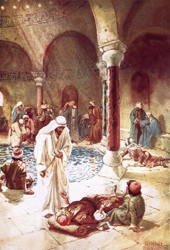 ARToPHIIU Wandkunst Dekorative Gemalde Kunst Poster Leinwanddruck Malerei Jesus am Teich von Bethseda von William Brassey Hole Leinwand Druck für Heimtextilien 60x90cm von ARToPHIIU