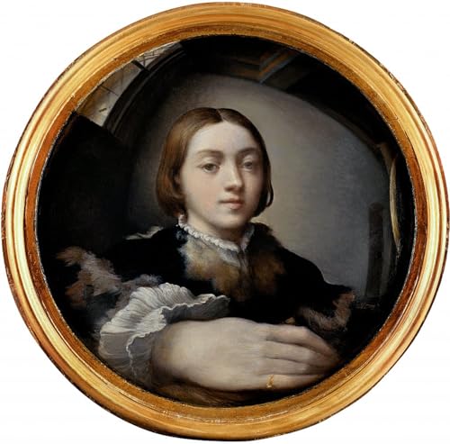 ARToPHIIU Wandkunst Dekorative Gemalde Kunst Poster Leinwanddruck Malerei Selbstporträt in einem konvexen Spiegel von Parmigianino Leinwand Druck für Heimtextilien 60x90cm von ARToPHIIU