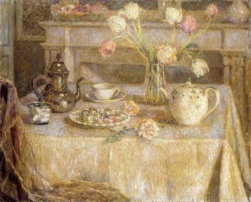 ARToPHIIU Wandkunst Dekorative Gemalde Kunst Poster Leinwanddruck Malerei die weiße Tischdecke von Henri Eugene Augustin Le Sidaner Leinwand Druck für Heimtextilien 60x90cm von ARToPHIIU