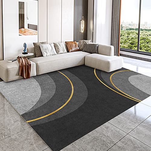 ARUGYTEI Kurzflor Teppich, grau gelb orange modern Design,Black,70 x 140 cm, für Flur Küche Wohnzimmer Esszimmer Schlafzimmer Waschküche Bettvorleger Sofa, von ARUGYTEI