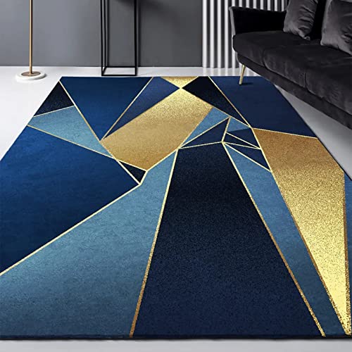ARUGYTEI Teppich,Geometrisches Design Blau golden Orange Gelb,Blue, 150 x 200 cm, Teppiche für Wohnzimmer, Schlafzimmer, Esszimmer oder Kinderzimmer, von ARUGYTEI