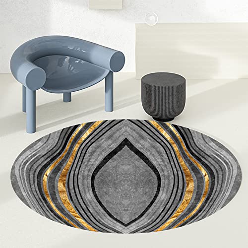 ARUGYTEI Teppich Runder 200 cm Durchmesser Kurzflor Teppiche Modern Designer Flur Schlafzimmer Küche Wohnzimmer, Black Grey ø 200cm von ARUGYTEI
