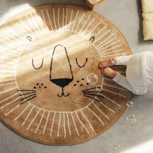 Runder Teppich Löwenkopf Muster Carpet Lion Rugs,Brown, ø 80 cm, Design Rund Kinderteppich Teppiche Matte Kinder Schutzmatten Kindermatte Junge Mädchen Spielteppich Runder Teppich Löwenkopf Muster Carpet Lion Rugs,Brown, ø 80 cm, Design Rund Kinderteppich Teppiche Matte Kinder Schutzmatten Kindermatte Junge Mädchen Spielteppich von ARUGYTEI