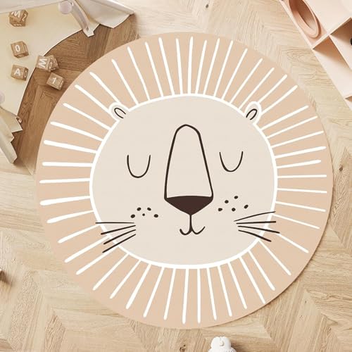 Runder Teppich Löwenkopf Muster Carpet Lion Rugs,Ivory Cream, ø 180 cm, Design Rund Kinderteppich Teppiche Matte Kinder Schutzmatten Kindermatte Junge Mädchen Spielteppich Runder Teppich Löwenkopf Muster Carpet Lion Rugs,Ivory Cream, ø 180 cm, Design Rund Kinderteppich Teppiche Matte Kinder Schutzmatten Kindermatte Junge Mädchen Spielteppich von ARUGYTEI