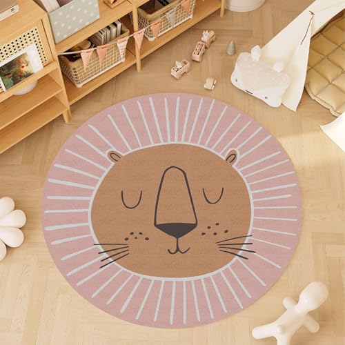 Runder Teppich Löwenkopf Muster Carpet Lion Rugs,Light Pink, ø 60 cm, Design Rund Kinderteppich Teppiche Matte Kinder Schutzmatten Kindermatte Junge Mädchen Spielteppich Runder Teppich Löwenkopf Muster Carpet Lion Rugs,Light Pink, ø 60 cm, Design Rund Kinderteppich Teppiche Matte Kinder Schutzmatten Kindermatte Junge Mädchen Spielteppich von ARUGYTEI