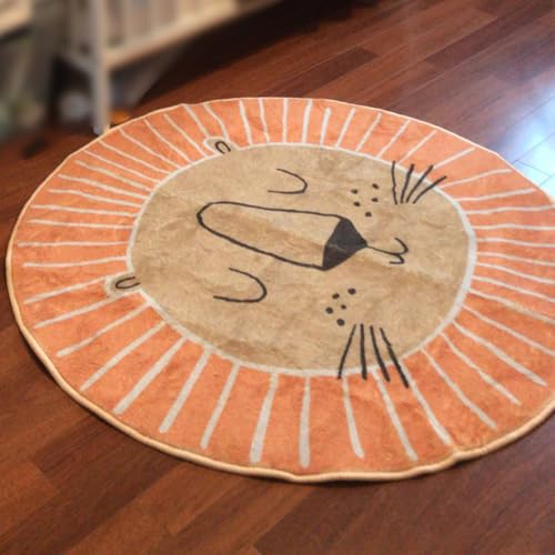 Runder Teppich Löwenkopf Muster Carpet Lion Rugs,Orange Beige, ø 70 cm, Design Rund Kinderteppich Teppiche Matte Kinder Schutzmatten Kindermatte Junge Mädchen Spielteppich Runder Teppich Löwenkopf Muster Carpet Lion Rugs,Orange Beige, ø 70 cm, Design Rund Kinderteppich Teppiche Matte Kinder Schutzmatten Kindermatte Junge Mädchen Spielteppich von ARUGYTEI