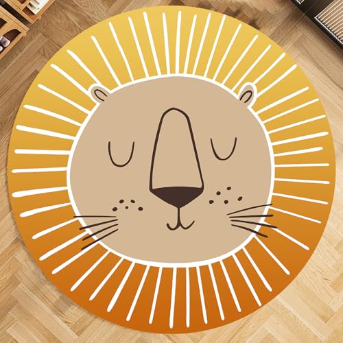 Runder Teppich Löwenkopf Muster Carpet Lion Rugs,Orange Yellow, ø 170 cm, Design Rund Kinderteppich Teppiche Matte Kinder Schutzmatten Kindermatte Junge Mädchen Spielteppich Runder Teppich Löwenkopf Muster Carpet Lion Rugs,Orange Yellow, ø 170 cm, Design Rund Kinderteppich Teppiche Matte Kinder Schutzmatten Kindermatte Junge Mädchen Spielteppich von ARUGYTEI