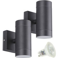 2er-Set Außenwandleuchten venice black mit zwei Lichtkegeln und 4 GU10-5-W-LED-Lampen Température de Couleur: Blanc chaud 2700K von ARUM LIGHTING