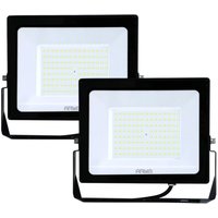 2er Set LED Strahler ATRIA 100W SCHWARZ Eq 800W IP66 Outdoor Farbtemperatur: Kaltes Weiß 6000K von ARUM LIGHTING