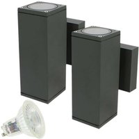 2er-Set Wandleuchten VENICE Quadratisch Anthrazitgrau Außen zweistrahlig mit 4 LED-Leuchtmitteln GU10 5W Farbtemperatur: 4000K neutralweiß 2er-Set Wandleuchten VENICE Quadratisch Anthrazitgrau Außen zweistrahlig mit 4 LED-Leuchtmitteln GU10 5W Farbtemperatur: 4000K neutralweiß von ARUM LIGHTING