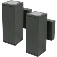 2er-Set Wandleuchten VENICE quadratisch Anthrazit außen zweistrahlig GU10 IP54 von ARUM LIGHTING