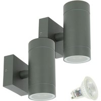 Arum Lighting - 2er-Set Wandleuchten venice Outdoor Anthrazitgrau Doppelstrahl mit 4 LED-Leuchtmitteln GU10 5W Farbtemperatur: Warmweiß 2700K von ARUM LIGHTING