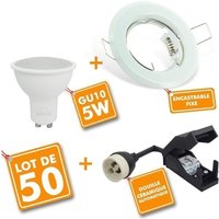 50er Set LED Einbaustrahler Weiß Fest mit GU10 5W Glühbirne Farbtemperatur: Kaltes Weiß 6000K von ARUM LIGHTING