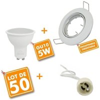 Arum Lighting - 50 Kompletter weißer LED-Einbaustrahler, verstellbar mit 5 w GU10-Glühbirne, Äq. 50 w Farbtemperatur: Warmweiß 2700K Arum Lighting - 50 Kompletter weißer LED-Einbaustrahler, verstellbar mit 5 w GU10-Glühbirne, Äq. 50 w Farbtemperatur: Warmweiß 2700K von ARUM LIGHTING