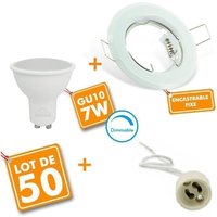 Arum Lighting - 50 Kompletter weißer LED-Einbaustrahler mit variabler Glühbirne GU10 7W Farbtemperatur: Warmweiß 2700K Arum Lighting - 50 Kompletter weißer LED-Einbaustrahler mit variabler Glühbirne GU10 7W Farbtemperatur: Warmweiß 2700K von ARUM LIGHTING