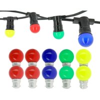 Professionelle Guinguette-Girlande 10 mehrfarbige B22-LED-Sockel 10 Meter anschließbar + 12 mehrfarbige Glühbirnen von ARUM LIGHTING