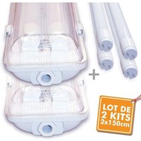 Arum Lighting - Set mit 2 Boxen 150 cm + 4 Röhren 150 cm (Regler für Garage, Keller etc.) Température de Couleur: Blanc Froid 6000K von ARUM LIGHTING