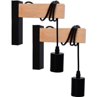 Arum Lighting - Set mit 2 Wandleuchten Potence norfolk Schwarz und Holz E27 Innen von ARUM LIGHTING