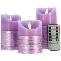 Arum Lighting - Set aus 3 warmweiß flackernden violetten Kerzen mit Fernbedienung von ARUM LIGHTING