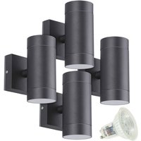 Set aus 4 venice black Außenwandleuchten mit zwei Lichtstrahlen und 8 GU10 5W LED-Lampen Température de Couleur: Blanc chaud 2700K von ARUM LIGHTING