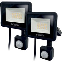 Arum Lighting - Set mit 2 20W LED-Projektoren Schwarzer Bewegungsmelder IP44 Farbtemperatur: 4000K neutralweiß von ARUM LIGHTING